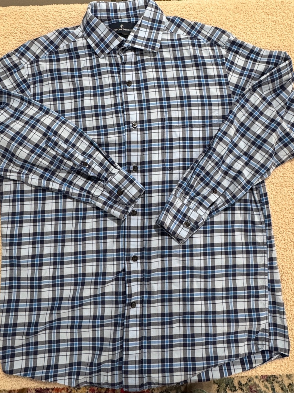 Buttoned Down Brand Men's Blue Plaid Button-Down Shirt